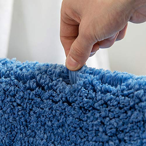 MIULEE U Shape Bath Mat Super Absorbent WC Toilet Rug Non Slip Mat Super Soft Floor Mat Washable Rugs Cozy and Shaggy Rug Carpet for Bathroom Blue 1 Piece 50 x 60 cm 20x24 Inch - Image 3
