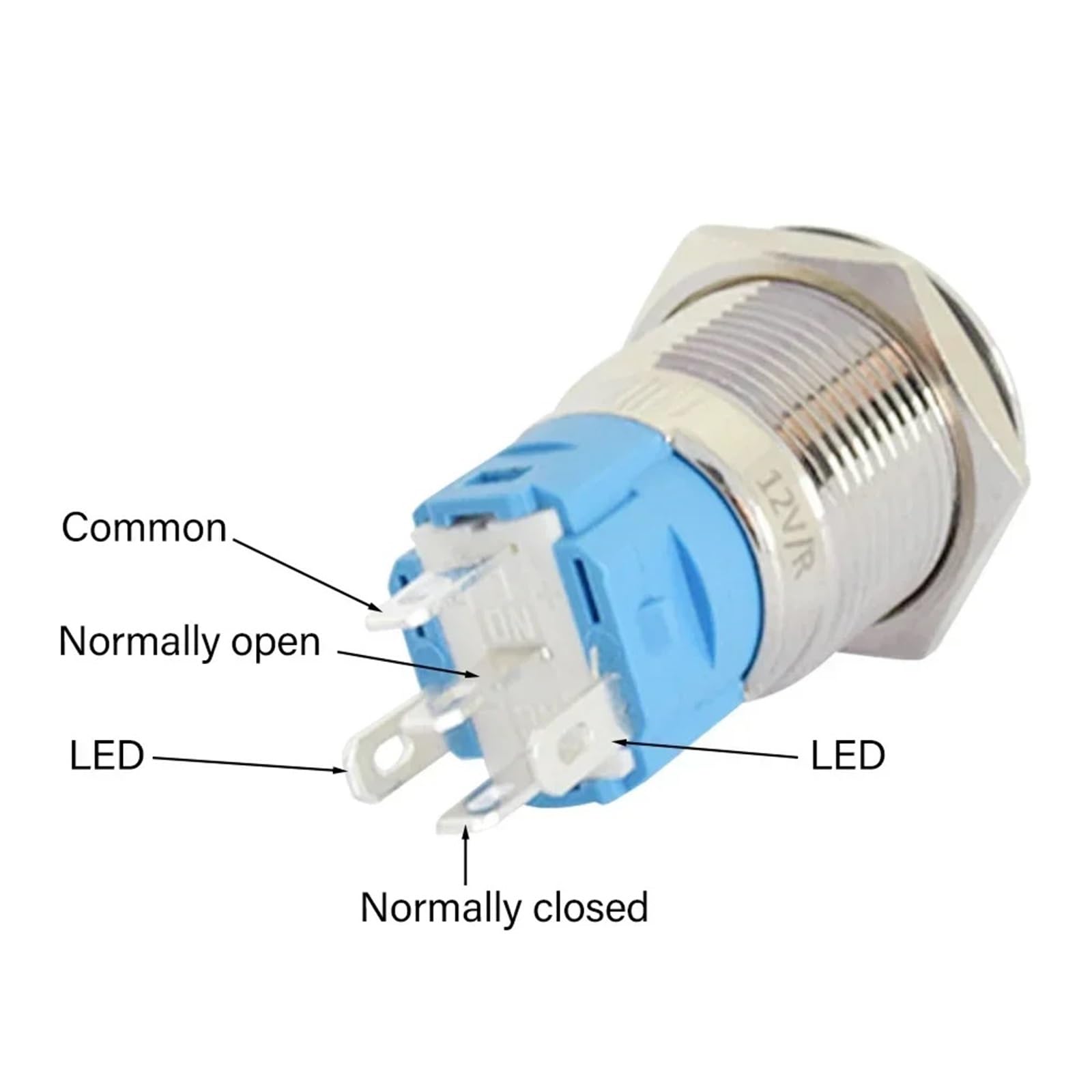 AVIMYA 12 mm 16 mm 19 mm 22 mm 25 mm LED Metal Stal nierdzewna ON OFF Przełącznik przycisku zasilania Rozruch 12 V 220 V chwilowa blokada Przycisk (kolor: 22 mm moc, rozmiar: mosiądz_moment_12-24 V W)