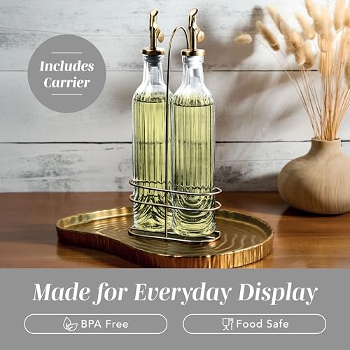 COOK WITH COLOR Glass Olive Oil Dispenser - 2 Pack, 17 oz | Cruet Bottle | Elegant Carafe Decanter with Spout for Kitchen | Suitable for Vinegar, Coffee Syrups & Other Liquids by COOK WITH COLOR - Image 5