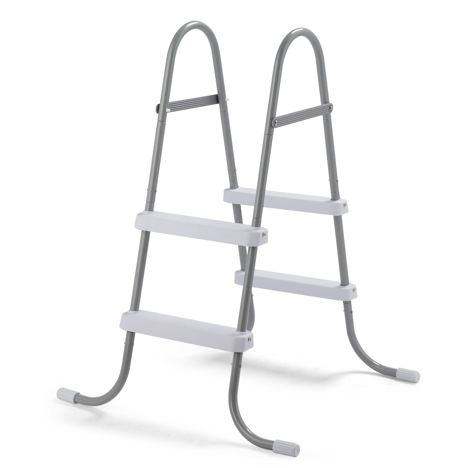Sturdy 2-Step Above-Ground Pool Ladder with Wide Non-Slip Steps and Reinforced Iron Frame for Safe Pool Access