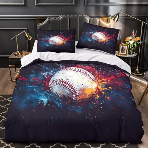 Parure de lit baseball 135x200 drap housse microfibre