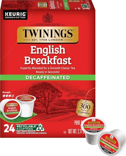 Twinings Decaffeinated English Breakfast Black Tea K-Cups 24 CT Box(1 Pack)