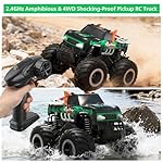 Remote Control Monster Truck Toys - 1:16 Waterproof All Terrain RC Car Fast Remote Control Car with Crashworthy Body, Electric Vehicle Kids Truck Toys for Boys and Girls,Age 6+,Green - Image 3