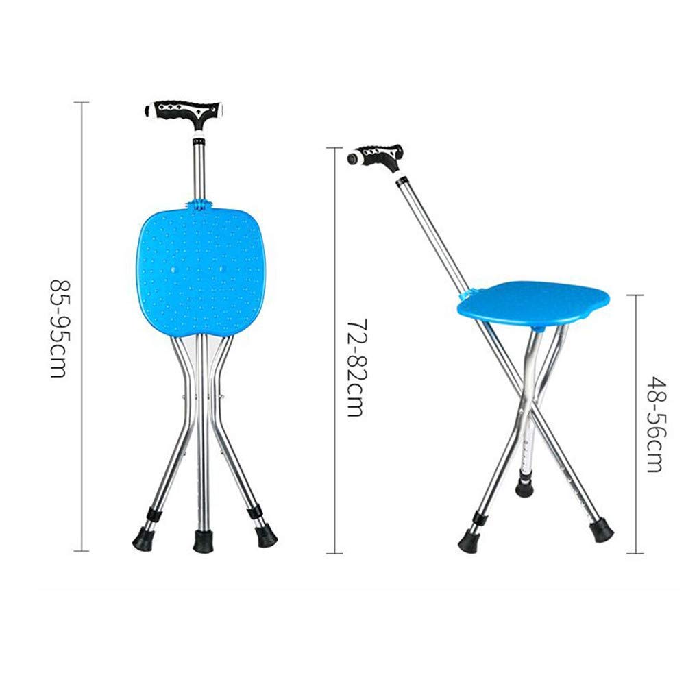 Bastón Plegable con Asiento, bastón Plegable con luz LED, Taburete de Descanso portátil Ligero y Ajustable para Personas Mayores