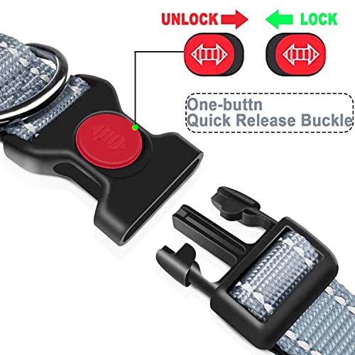 Dog Collar, Reflective Adjustable Basic Dog Collar with Soft Neoprene Padding, Durable Nylon Pet Collars for Puppy Medium Dogs - Image 4