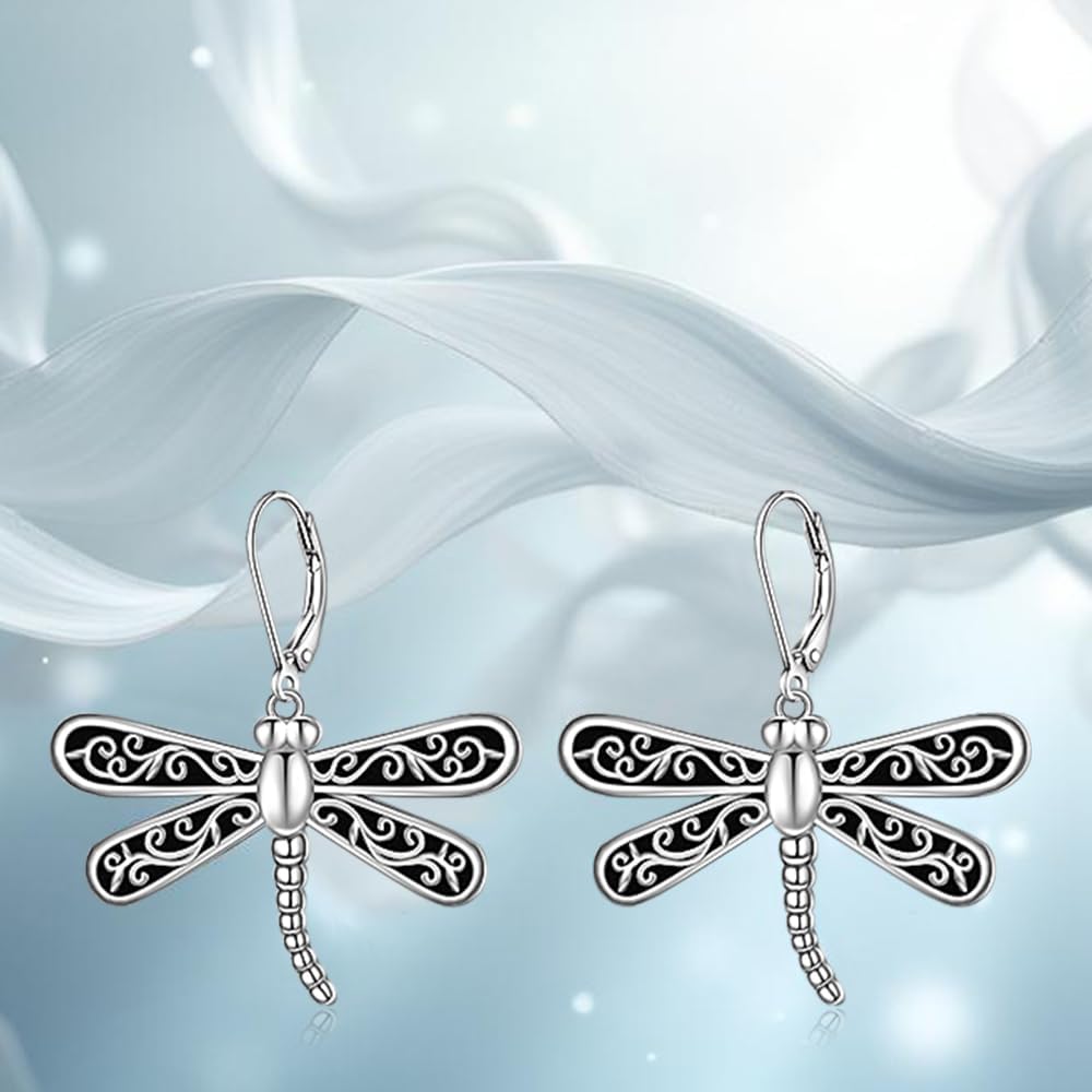 Dragonfly Earrings Dragonflyl Gifts for Women Sterling Silver Dragonfly Earrings Elegant Dangle Studs Jewelry - Image 5