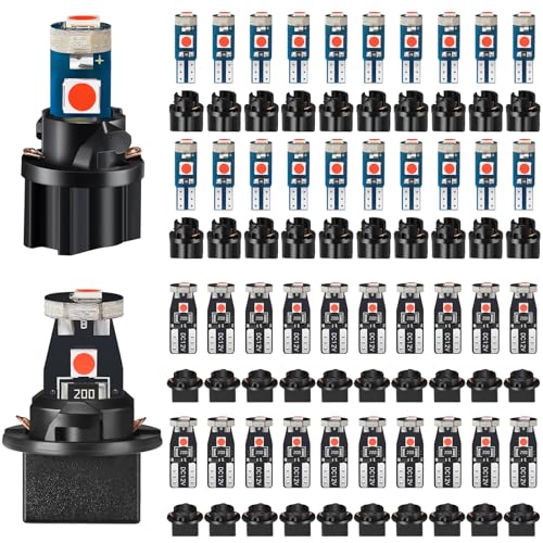 Image of BBTO 40 Pieces T5 T10 LED Bulbs Dash Lights with Twist Socket Instrument Dashboard Light LED Bulbs for Interior Car Lights Dashboard Instrument Panel Gauge Cluster Indicator Map Dome Light (Red)