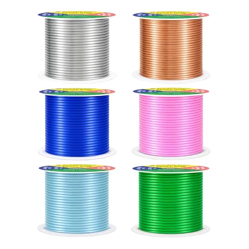 Image of Mandala Crafts 14 GA Pink Green Blue Assorted Anodized Aluminum Craft Wire | 330 FT, Colored, Flexible, Bendable for Bonsai Armature Sculpting Wire Wrapping Jewelry Making, Weather & Tarnish Resistant