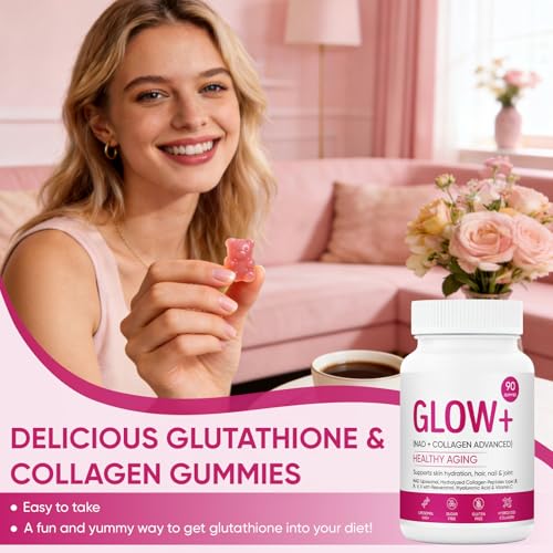 Image of JoviGLOW+ NAD+ & Collagen Gummies - Multi Type Hydrolyzed Collagen Peptides, Resveratrol, Hyaluronicacid, Vitaminc - Jovi Nutrition Glow NAD Supplements for Women - Skin, Hair, Nails, 90 Count (1)