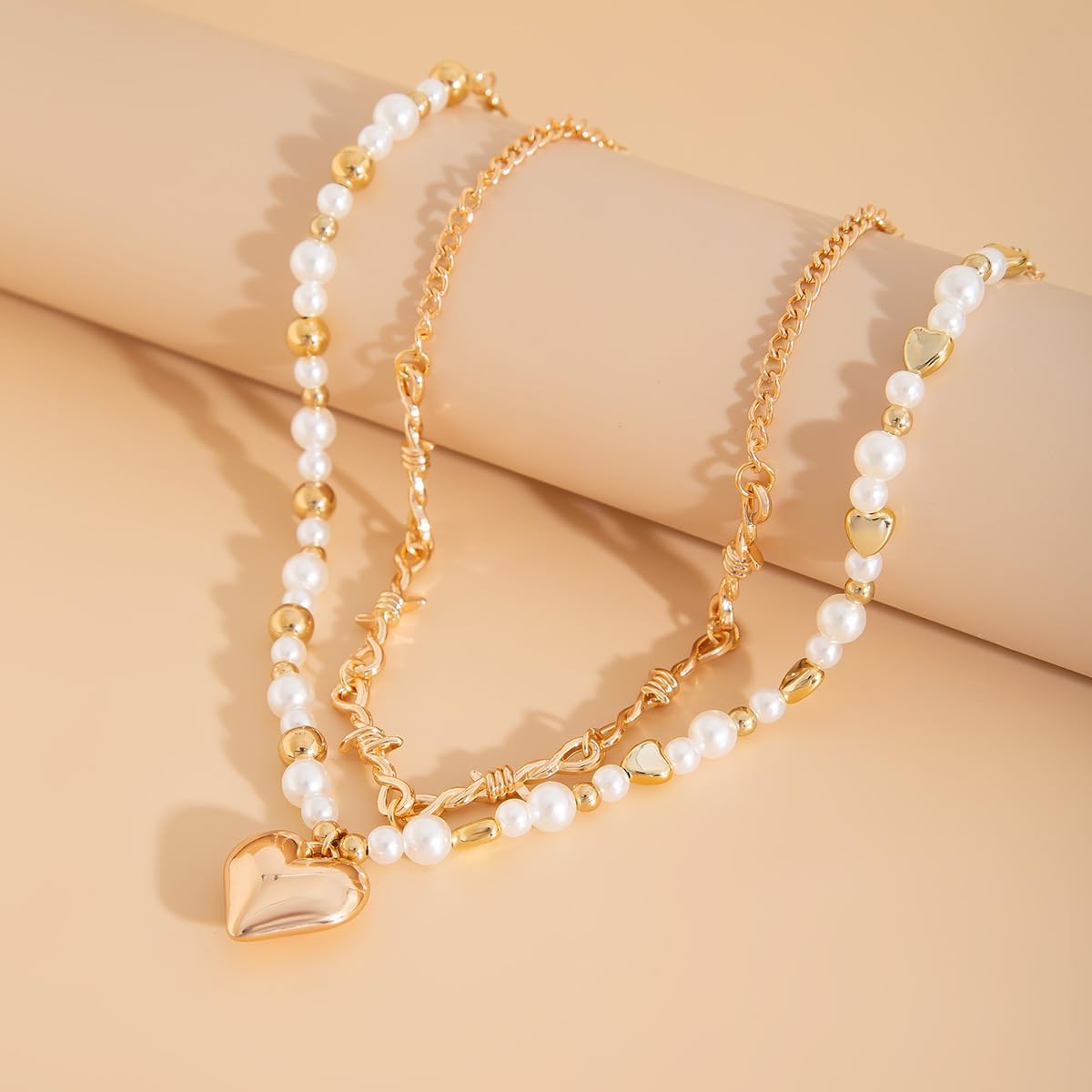 Rrdaily Chunky Heart Necklace for Women Trendy Puffy Heart Pendant Necklaces Gold Layered Choker Statement Necklace Y2k Aesthetic Accessories Jewelry - Image 6