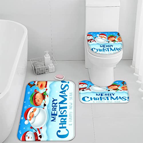 Zifarm Badematte rutschfeste 50x80 cm Weihnachten Badvorleger-Set 3D Weihnachtsmann Hirsch Süß Mikrofaser Flanell… – Bild 4