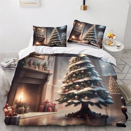 Housse de couette microfibre douce motif sapin Noël 3D - 4