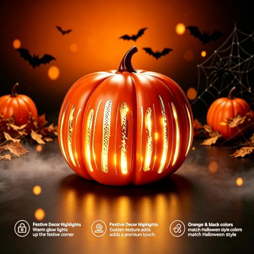 Halloween Pumpkin Night Light Starry Night Resin Illuminated Decor (1 Pcs) - image 2
