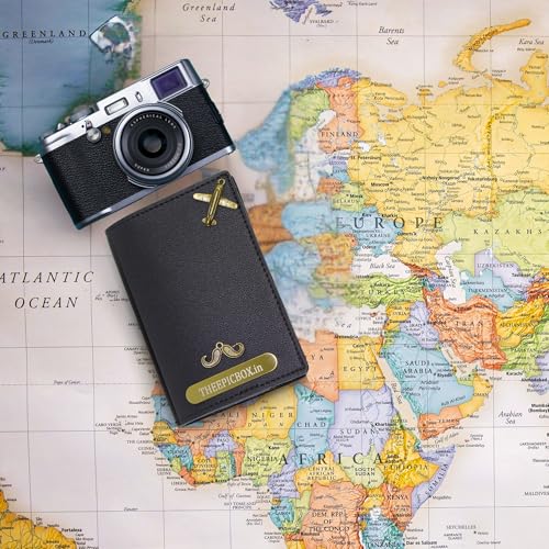 Image of Personalized Leather Passport Holder Cover | Custom Name & Charm | Sleek & Stylish Travel Wallet for Men & Women | Faux Leather Passport Cover | Unisex Travel Accessory (Black)