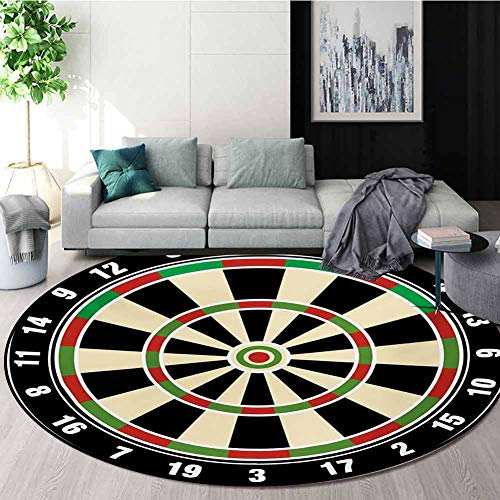 RUGSMAT Sports Non-Slip Area Rug Pad Round,Dart Board Numbers Sports Accuracy Precision Target