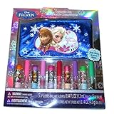 Disney Frozen Lip Balm and Lip Gloss with Cosmetic Bag in Window Box, Multi-colored, 11 Piece Set