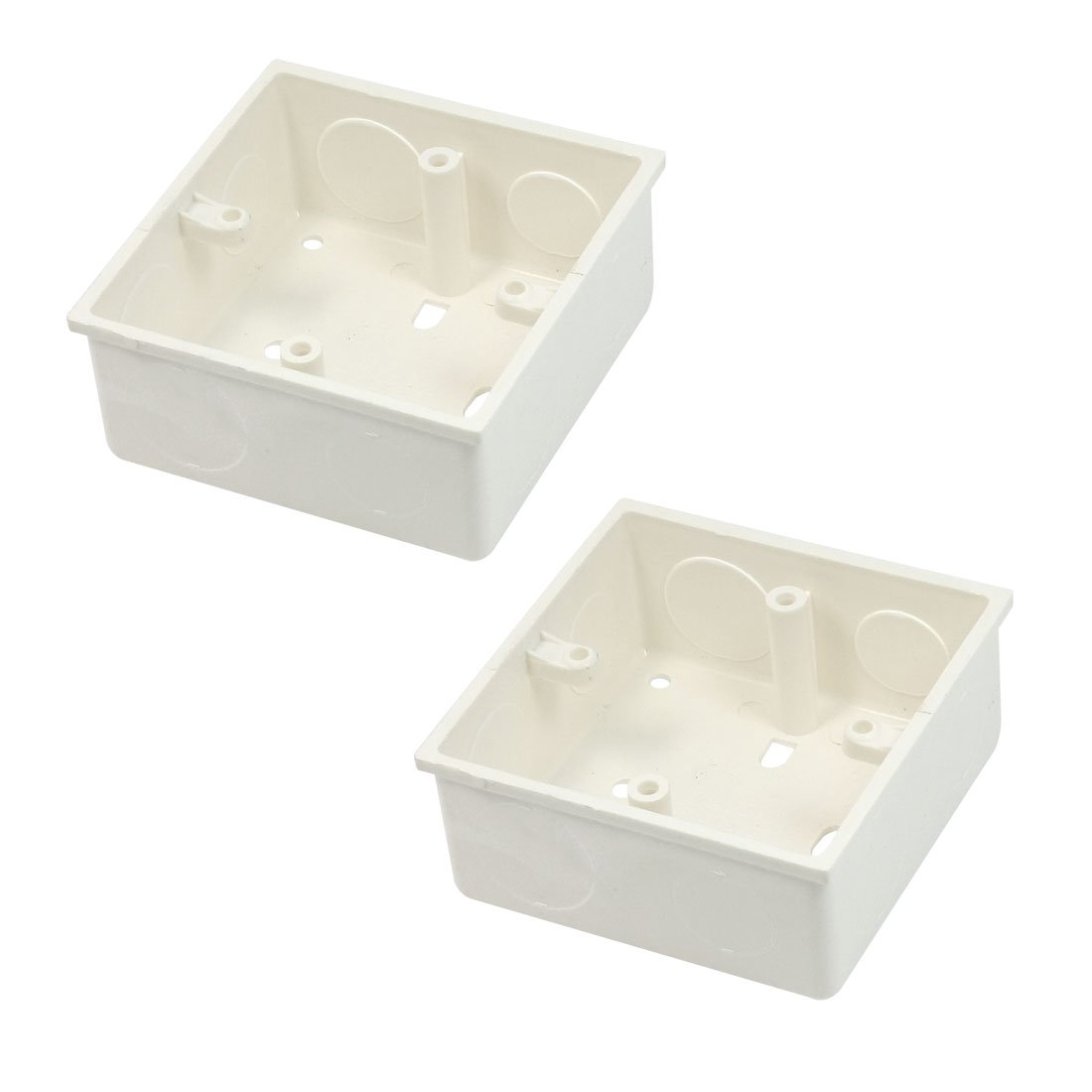 Blue Sky the Color of Imagination 2 Pcs 86x86x38mm White PVC Flush-Type Wall Mounted Single Gang Junction Box