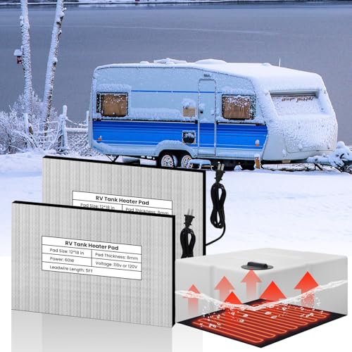 2 Pack Tsolzdadi RV Tank Heater Pad 120V Fits Up to 50 Gallons Fresh Water 12 x 18 Holding Tank Heating Pad with Automatic Thermostat Control for Camper/Trailer/Marine/Motorhome
