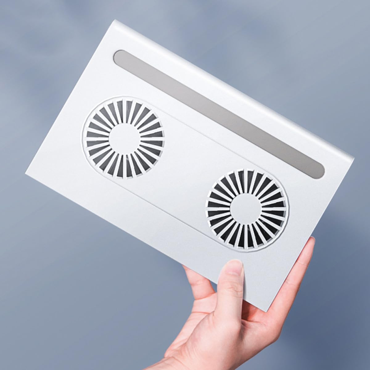 Soporte para Portátiles Ajustable y Plegable Doble Ventilador Silencioso, Enfriador de Aire Portátil Blanco, Altura Regulable 90-130 Cm para Oficina y Viajes