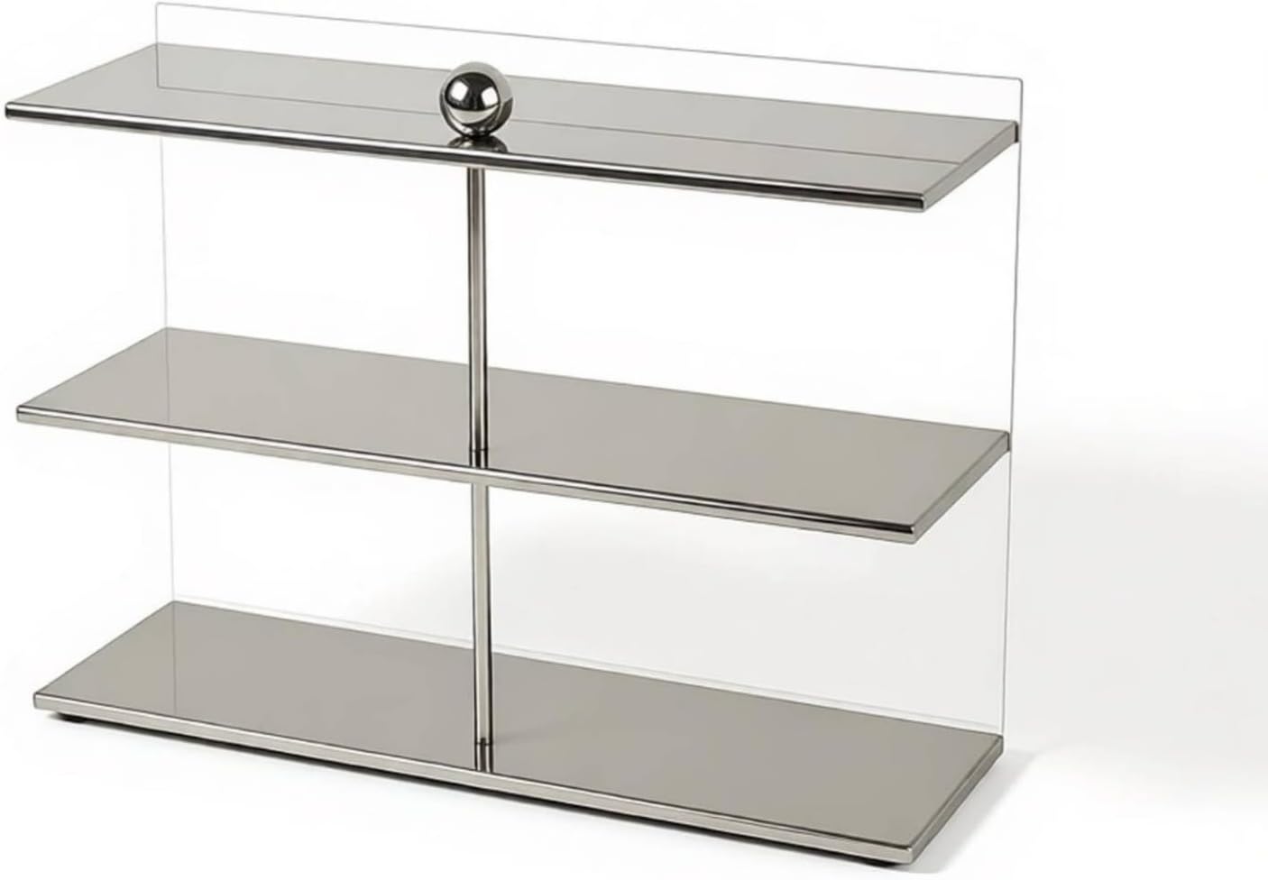 Three-Tier Display Rack Modern Desktop Storage Rack Minimalist Acrylic Organizer with Metal Frame for Collectors, Desk, Countertop, Vanity, Color to 3, Small