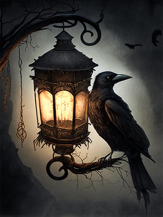 Directo Diamond Painting Kits for Adults,Black Crow 5D DIY Diamond Art Kits Full Drill Diamond for Gift Wall Decor Gem Arts Magical Animals 16 *