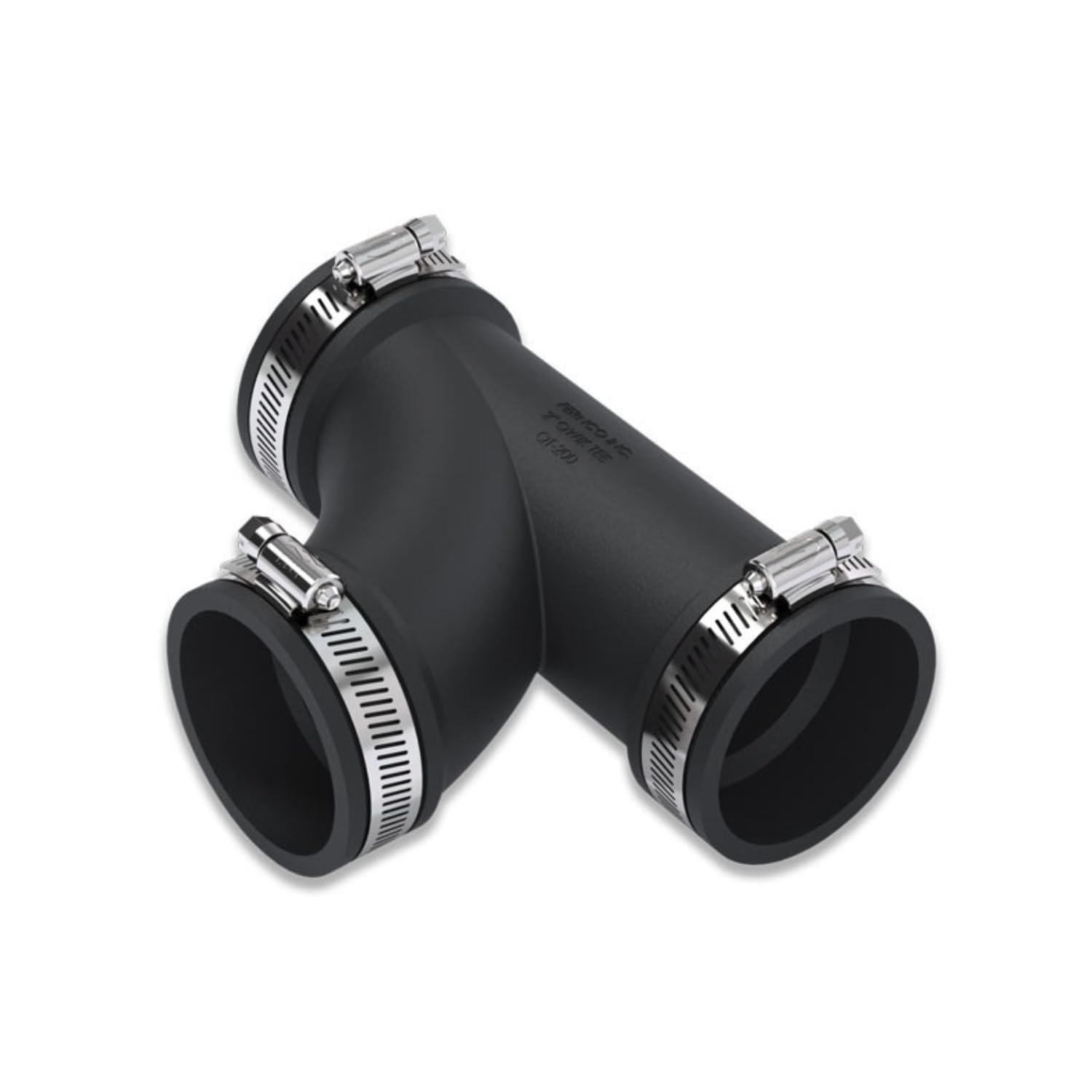 Eco-Filtration Fernco 2" Flexible Tee (63 Mm To 50 Mm) - Epdm Rubber Tee Connector With Stainless Steel Clamps - Leak-Proof, Reusable & Easy Installation