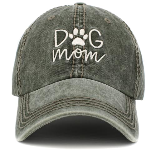 Image of KBETHOS Dog Cat Mom Dad Theme Womens Baseball Cap Distressed Vintage Unconstructed Embroidered Patch Hat
