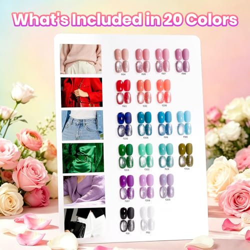 Image of Beetles Fall Gel Polish Set, Daily Pop Collection, 20 Colors Gel Polish Kit | Base Coat Glossy Glitter Top Coat and Magnet, Cat Eye Effect, Soak Off UV LED Gel Polish for DIY Nail Art Manicure