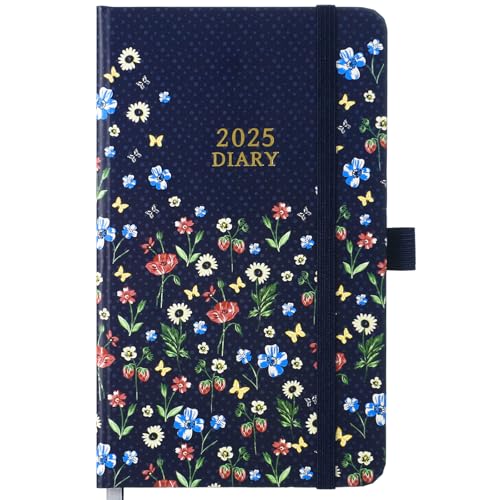 Pocket Diary 2025 - A6 2025 Diary from January to December, A6 Diary 2025 Week to View with Elastic Closure - Blue