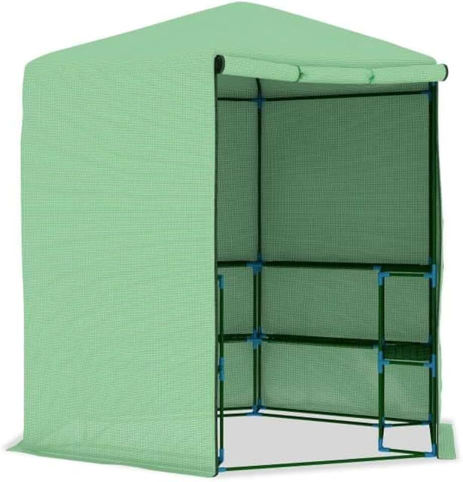 Outdoor Walk-in Greenhouse, Large Rectangular Gardening Plant House with Durable PE Mesh Fabric and Powder-Coated Steel Frame for Vegetables and Flowers