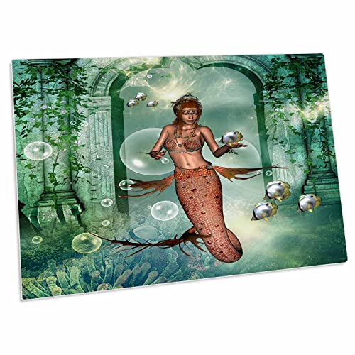3dRose Wonderful Mermaid with Butterflyfish - Desk Pad