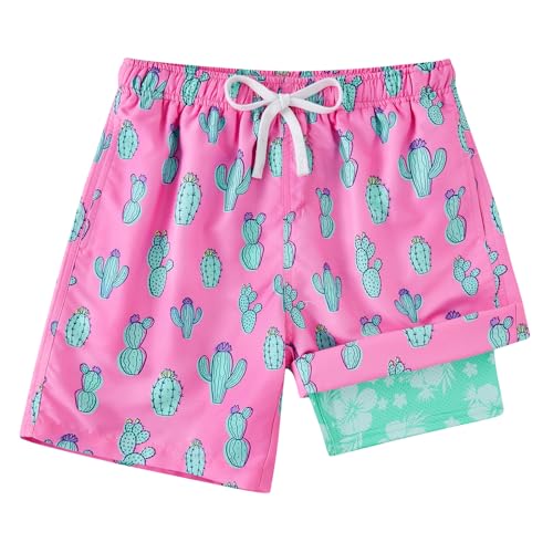 Cozople 7-20T Boys Swim Trunks with Compression Liner Big Boys Quick Dry Bathing Suit Stretch 2 in 1 Beach Swimming Shorts