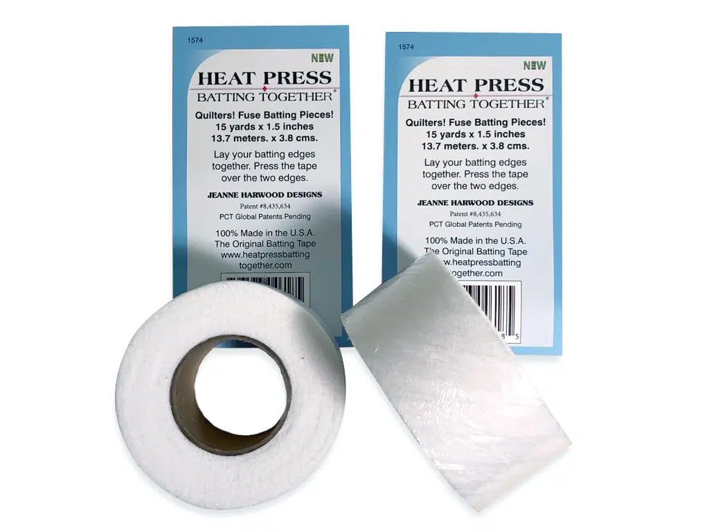 Together Fusible Batting Tape -2 Pack (1 1/2 in x 15YD) -Cloth Tape for Quilting & Sewing - Seamless Batting Joins, Hemming, Patching, Hem, Fabric Holding-Made in The USA