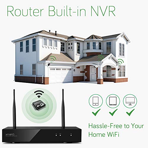 XMARTO Wireless Security Camera System Outdoor, 4pc 960p 1.3MP Night Vision WiFi Surveillance Camera for Home Security, Support Audio, 1080p NVR (Built-in Router, Auto Pair, Mobile View, 1TB HDD) - Thumbnail 4
