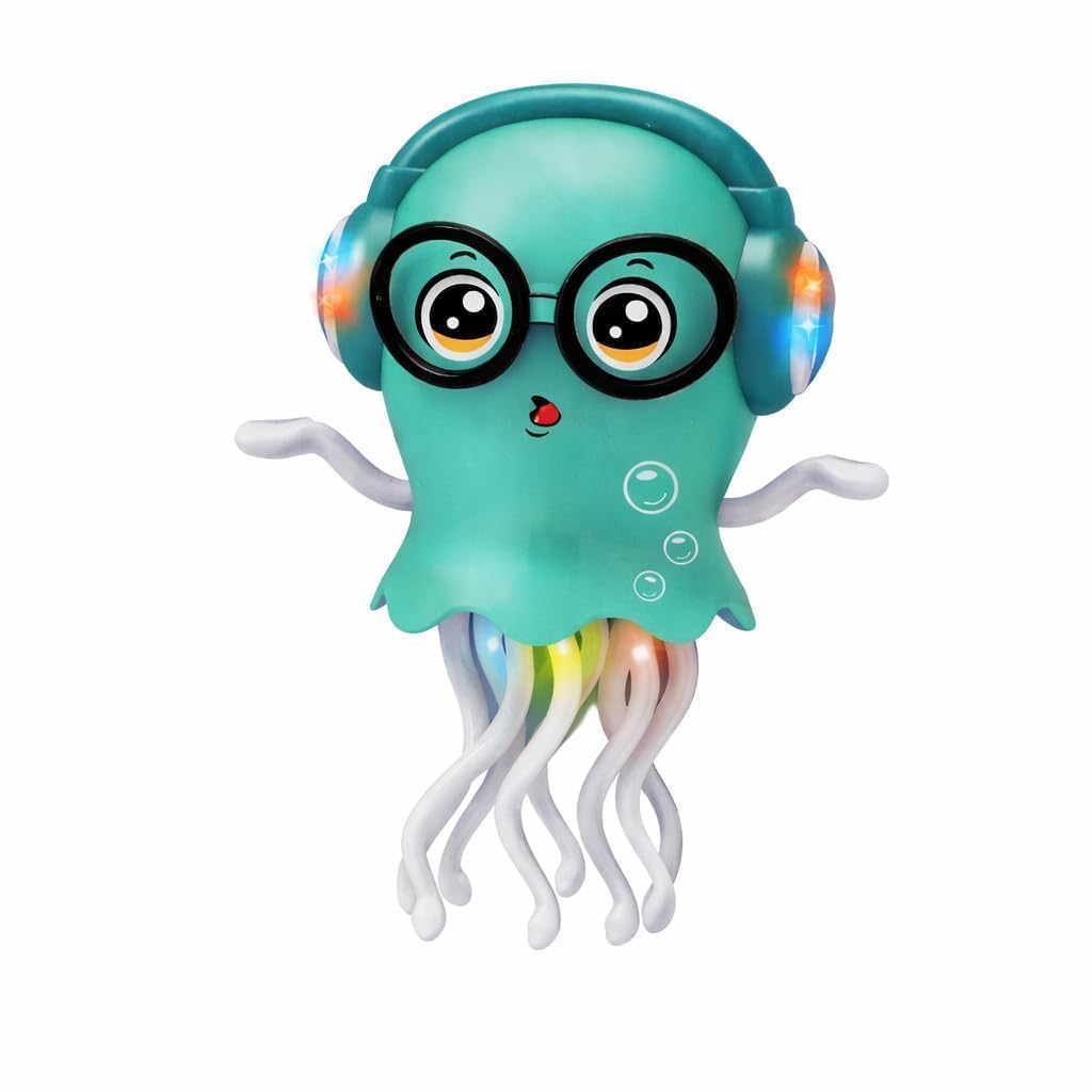Dancing Jellyfish Musical Toy for Kids | Bump & Go 360° Rotation with LED Lights & Twisting Tentacles Interactive Octopus Crawling Toy for Babies Toddlers Boys and Girls-image-7