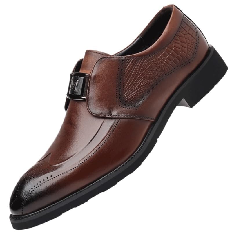 Men's Wingtip Dress Shoes Leather Lace Up Non Slip Business Derby Shoes for Men Fashion Classic Carved Leather Low Heels Dress Shoes