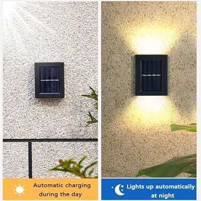 ASLIDECOR Solar Wall Lights UP Down 4 Pack LED Modern Deck Lighting