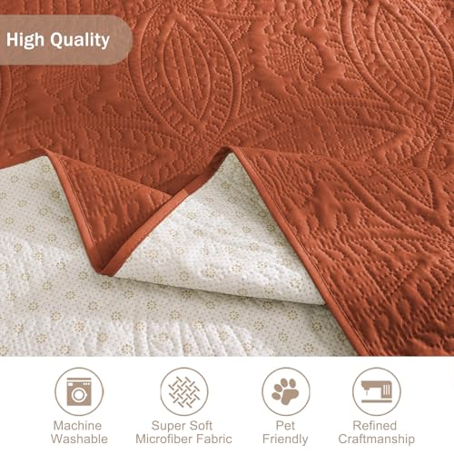 Image of Orange Quilted TV Recliner Covers, Waterproof Medium Recliner Chair Covers, Lazy Boy Chair Covers, Pet Friendly Recliner Slipcover for Dogs, Washable Couch Cover (Recliner 26 inch, Burnt Orange)