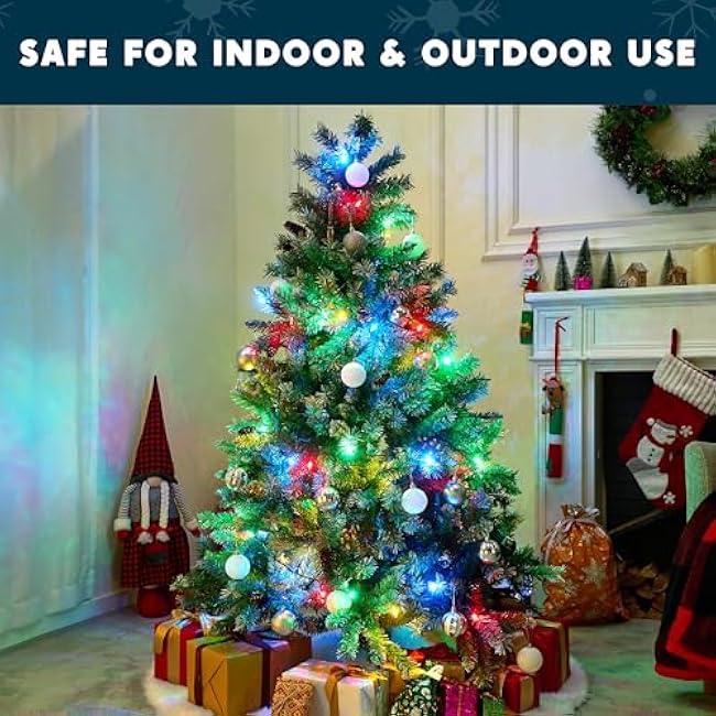 Joiedomi LED Christmas String Lights,2¡Á50 Count 32.6FT Battery Operated Christmas Tree Fairy Lights with 8 Modes,Multifunction Green Wire for Xmas Decor Party Holiday House,Multicolor