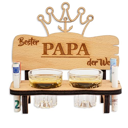DARO Design Schnapsbank mit Schnapsglas Deko Anker und Herz Geschenk - Bester Papa der Welt