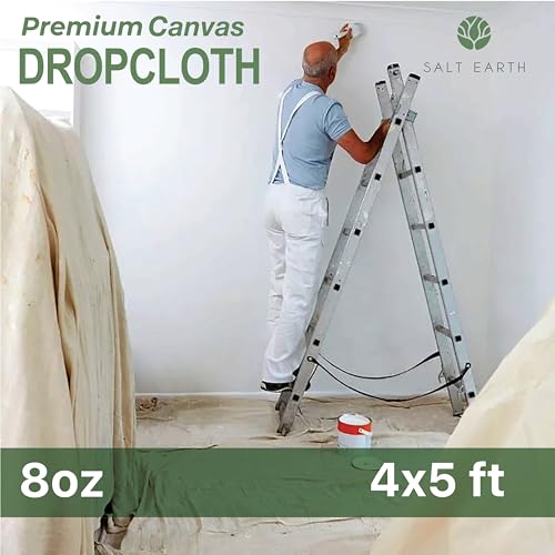 image for Salt Earth Canvas Drop Cloth 2Pcs, Reusable Paint Drop Cloth, 100% Rec