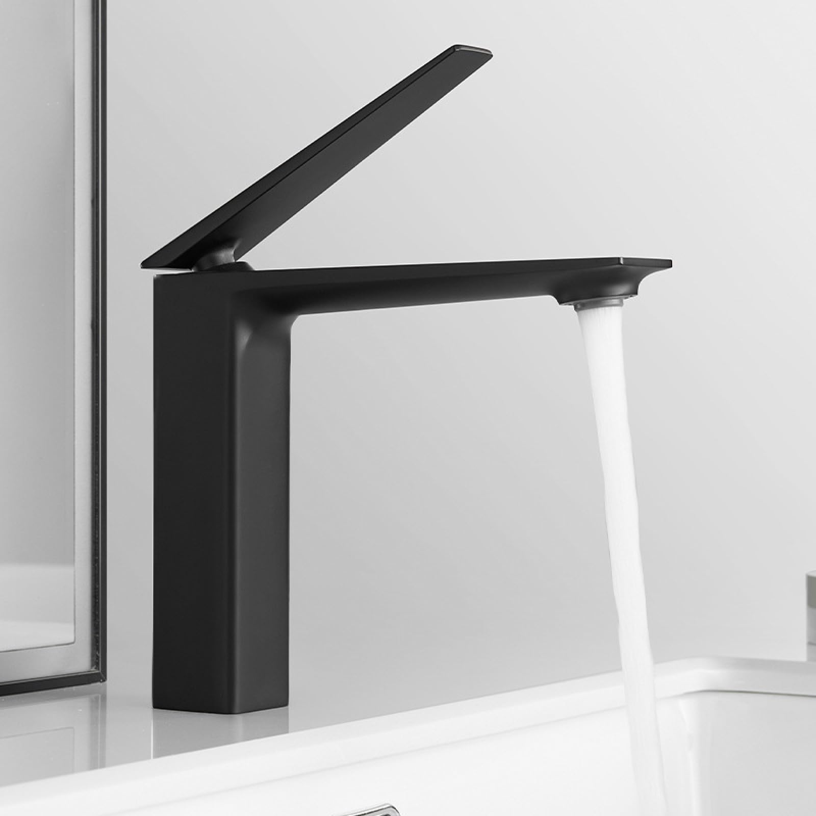 Fanjubei Jet Black The Bathroom Has A Fully Copper Hot And Cold Sink Faucet, Matte Black