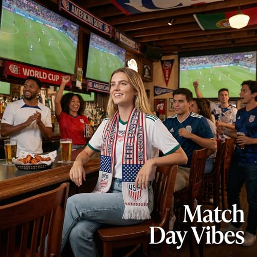 image for Bllavie 2026 USA Soccer Fan Scarf, Double-Sided American National Team