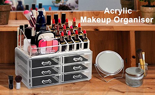 Preisvergleich Produktbild Chinkyboo Kosmetikorganizer / Ständer für Kosmetika / Schmuck, aus Acryl, mit Schubladen, transparent