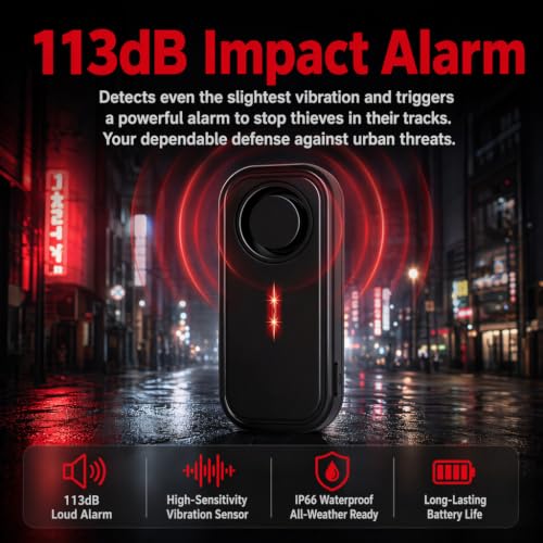 Image of Anti-Theft Bike Alarm with Remote, 113db Wireless Vibration Motorcycle Bike Alarms for Ebikes Scooter with LED Lights, Waterproof Car Alarm System with Motion Sensor, Bike Accessories