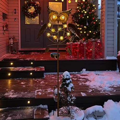 Take Me Owl Garden Solar Lights Outdoor, Solar Powered Stake Lights Great Gifts - Metal Owl Led Decorative Garden Lights For Walkway,Pathway,Yard,Lawn (Bronze) #TOP2