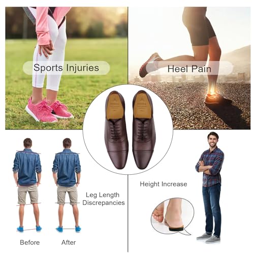 SIIHEA Adjustable Heel Lifts for Shoes, 1/4'' Height Increase Insoles for Achilles Tendonitis, Heel Pain, Leg Length Discrepancy, Plantar Fasciitis, Shoe Lifts Men, Women (Brown, Medium (Single lift))