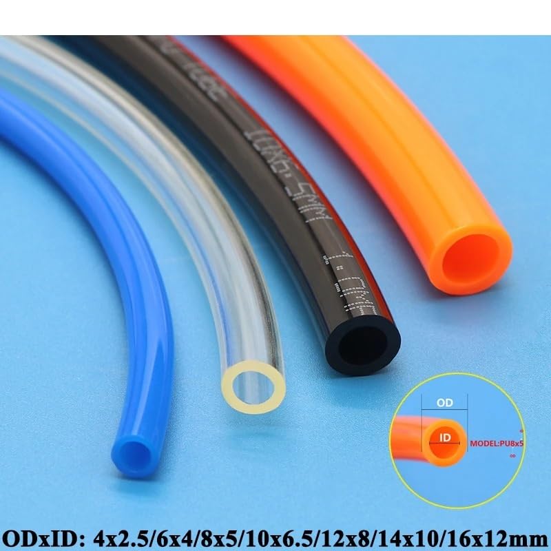 Tubo Silicona 2/5/10M 4mm 6mm 8mm 10mm 12mm 14mm manguera de aire tubo neumático mangueras PU for compresor tubería poliuretano 8x5mm 6x4(A,10 Meters,OD 16mm x ID 12mm)
