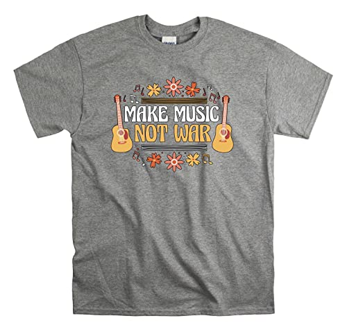 T-shirt Make Music Not War gris taille S haut mixte col rond