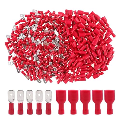 Borne à sertir isolée rouge 6.3mm mâle femelle pour câbles électriques